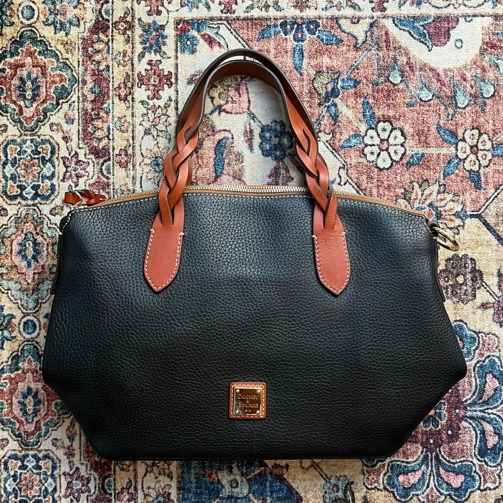 NWOT Dooney & Bourke Black pebble Leather Celeste Satchel with Gold Hardware - Picture 2 of 10